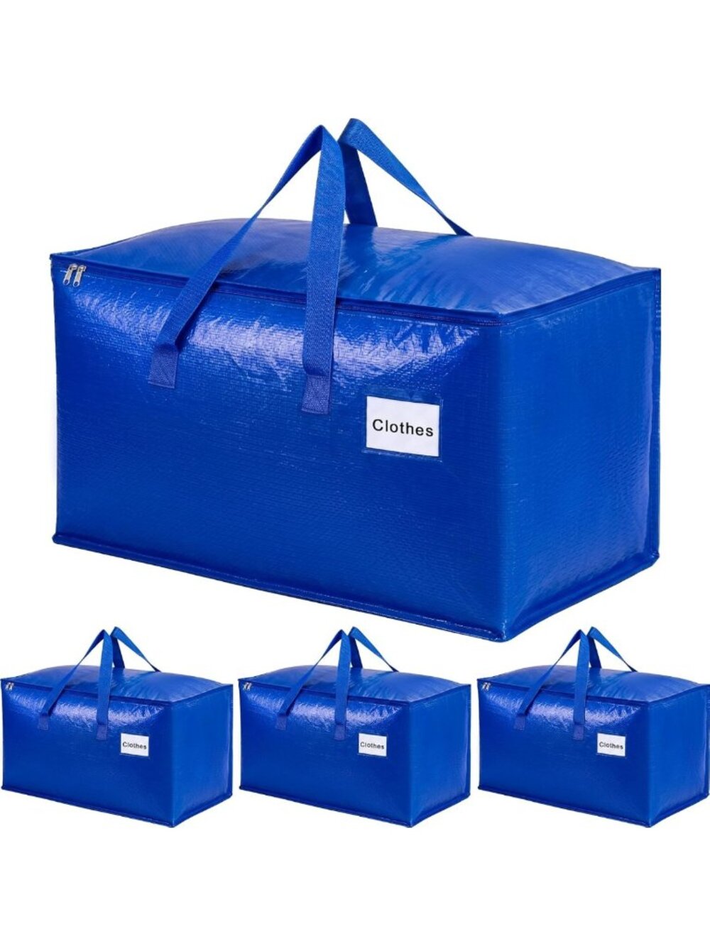 4 Pack Blue Moving Bags - 24 Gal Large Storage Totes for College & Home Use